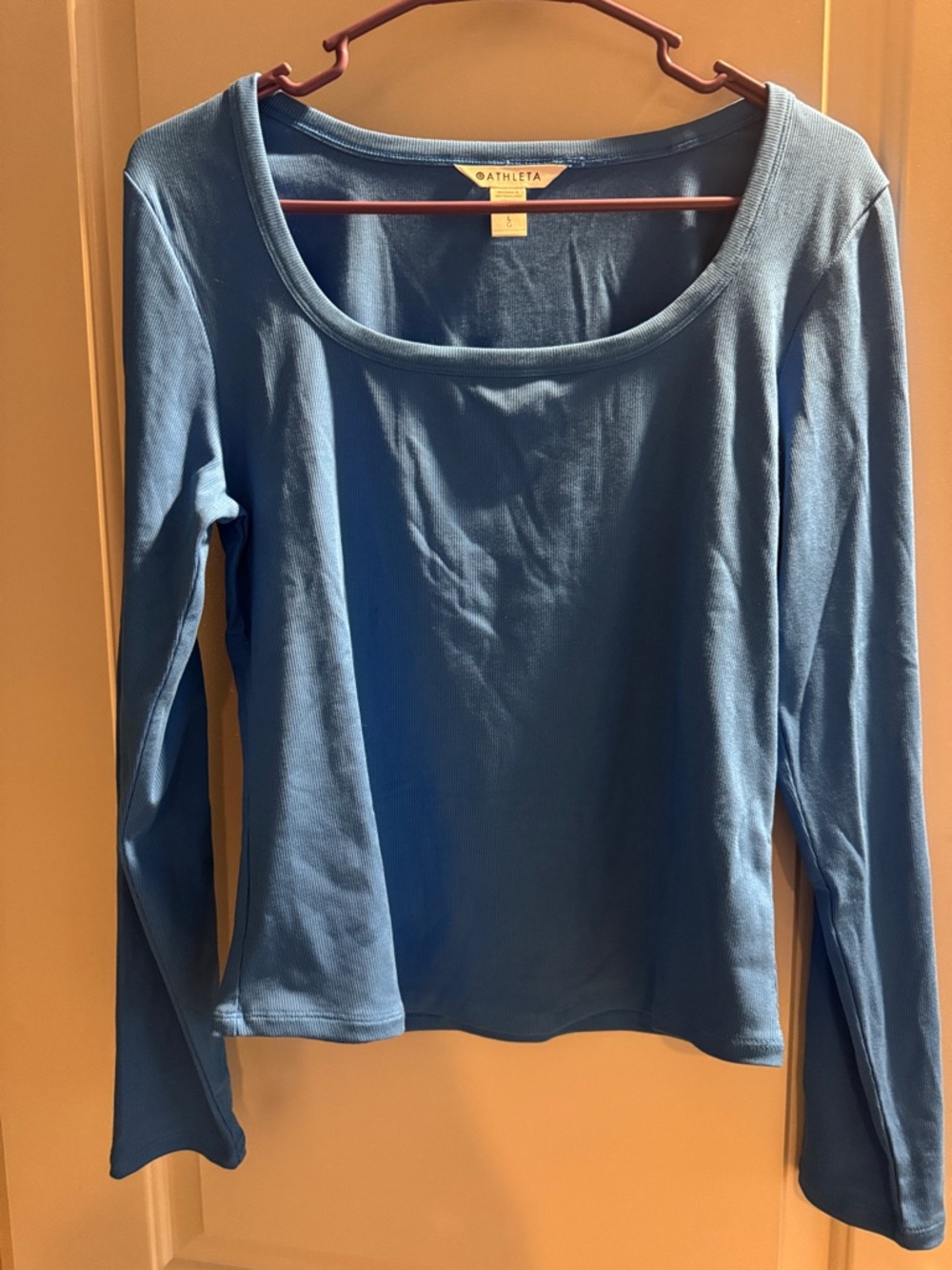 Athleta Scoop Neck Long Sleeve Top in Steel Blue